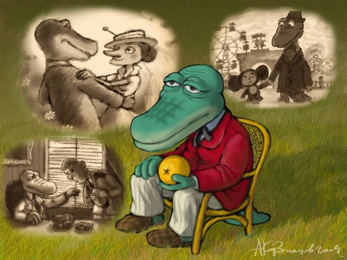 Рисунки на тему "Крокодил Гена и Чебурашка" (32 фото)