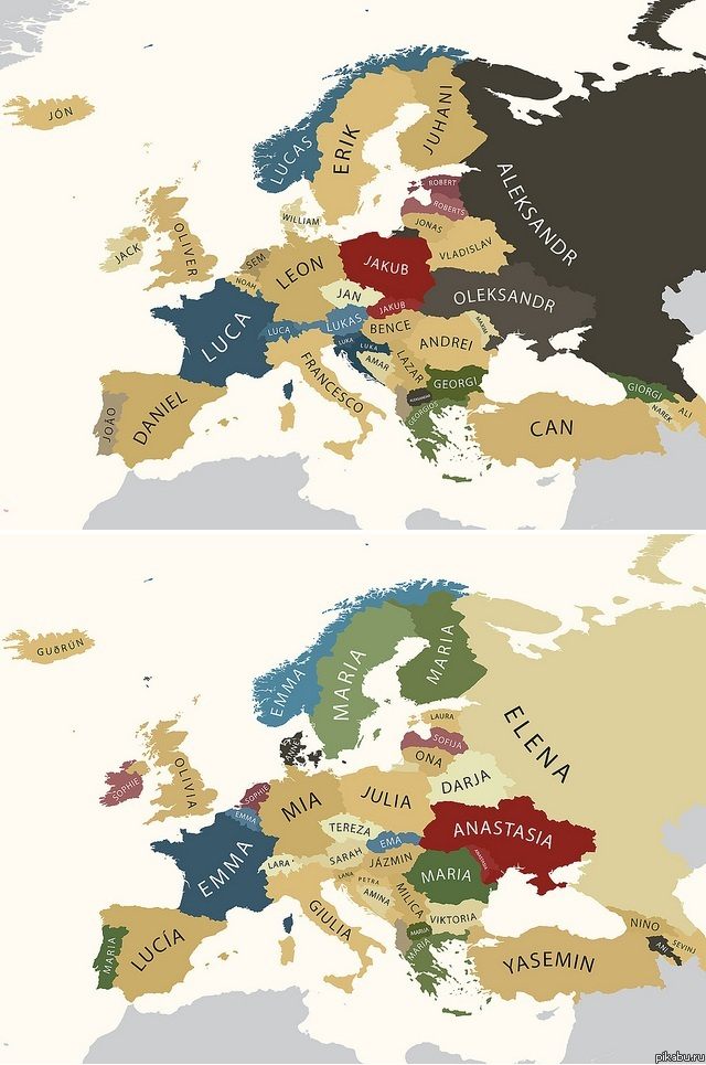 Самые распространенные мужские и женские имена в мире